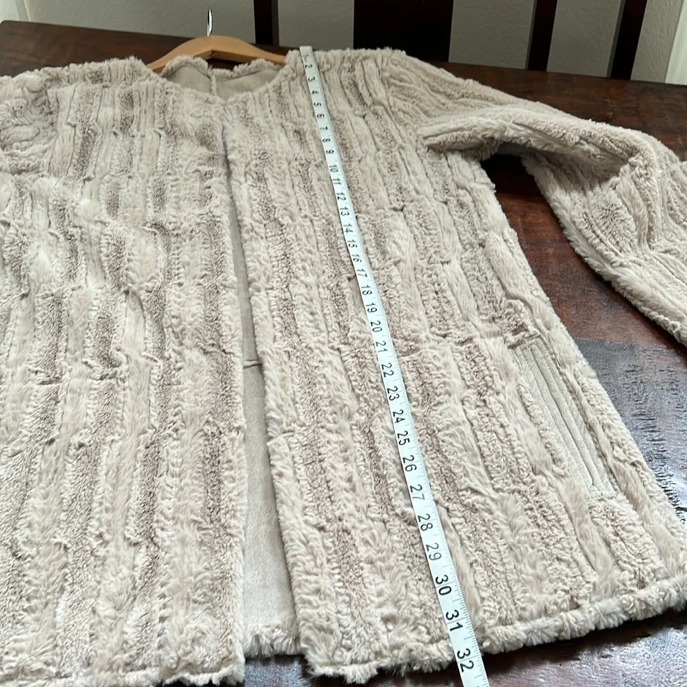 CHI by CARLOS FALCHI Vintage Reversible Luxury Tan Faux-Fur Suede Coat Jacket